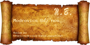 Modrovics Bános névjegykártya